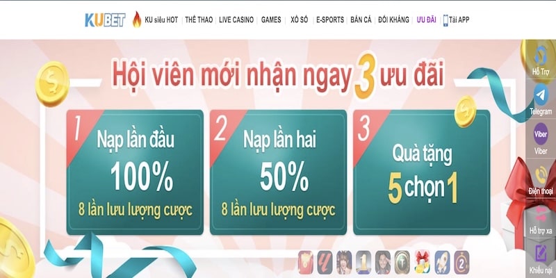 3 khuyến mãi nạp tiền Kubet88 nổi tiếng hàng đầu